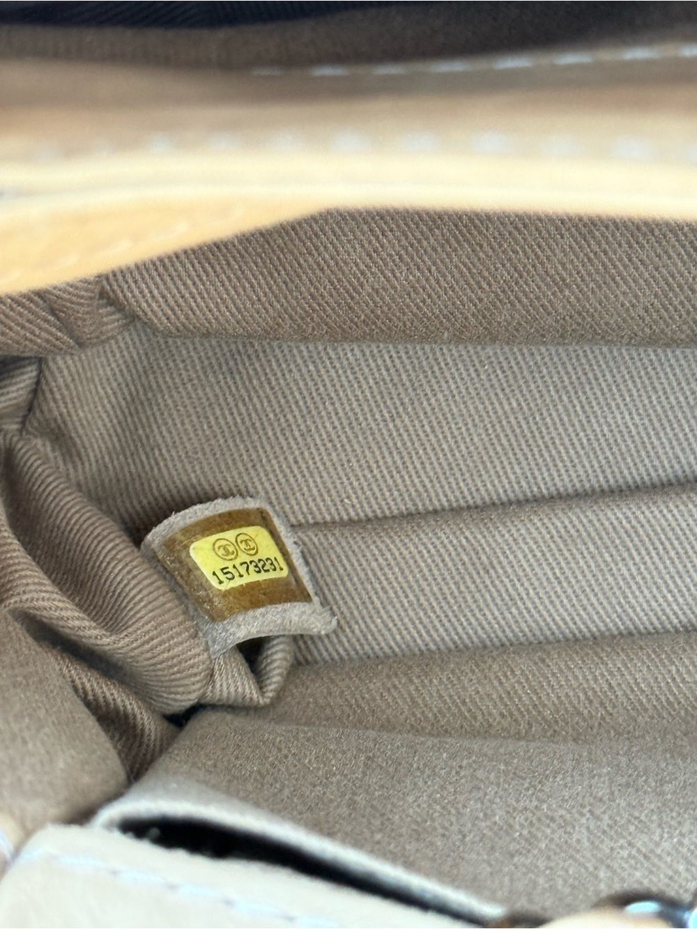 Chanel Tan Quilted Calfskin Bag w/ Three Pockets & Silver Hardware - Picture 5 of 9